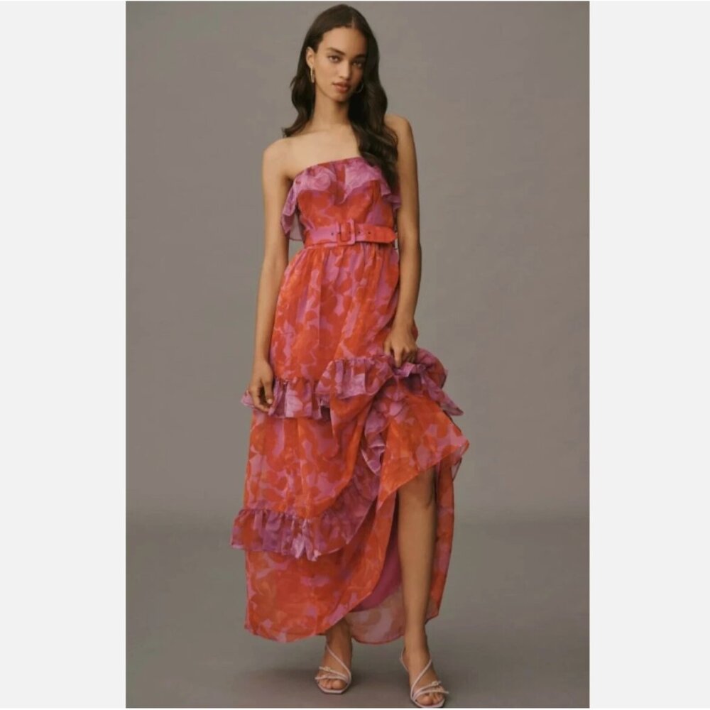 Brand New By Anthropologie Strapless Tiered Maxi Dress